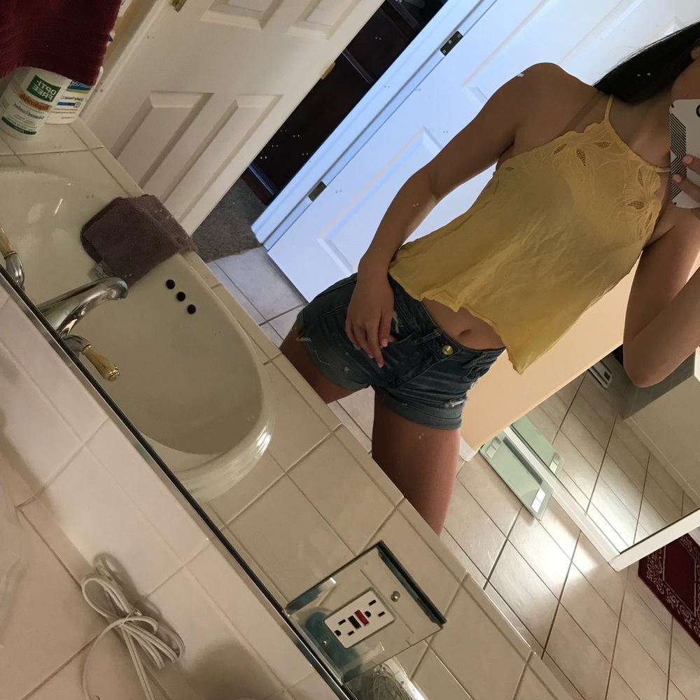 Yellow high neck crop top